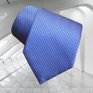 $490 BRIONI Micro Blue White Handmade Medallion Geometric Luxury Silk Tie Italy